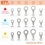 Copper Wire Fork Non Insulated Terminals Anticorrosive Practical 450PCS