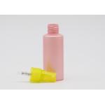 Flat Shoulder Pink PET 50ml Small Plastic Spray Bottles Refillable With Yellow Pump