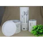 Customised Movable Plastic Lid CMYK Printing Kraft Paper Tube Packaging , Tableware Paper Cans