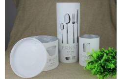 China Customised Movable Plastic Lid CMYK Printing Kraft Paper Tube Packaging , Tableware Paper Cans supplier