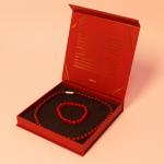 Magnetic Necklace Jewelry Packaging Box Red Gold Foil for sale