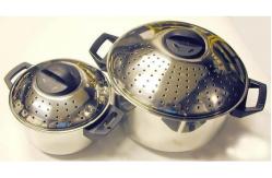 China 6qt & 2qt Stainless Steel Pasta Pot Set with Locking Strainer Lids supplier