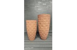 China Improved Drainage Fiber Clay Planter with Textured Surface and Drainage Holes supplier