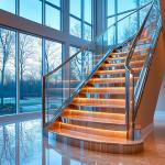 High-Strength Stainless Steel Handrails with 12mm Toughened Glass Support