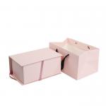 Flowers Pink Foldable Gift Packaging Box With Ribbon Paper Bags for sale
