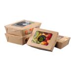 Rectangle Food Grade 29oz Disposable Paper Bowls Take Away Paper Salad Boxes Packaging For Restaurant for sale