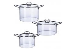 China Clear Double Ear Borosilicate Pyrex Glass Cooking Pots supplier