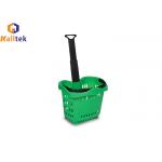 Stackable Aluminum Handle wheeled Supermarket Shopping Basket for sale