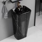 Pedestal 12L Oval Shape Basin Antique Design Black Gold Sliver Color for sale