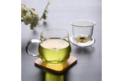 China Three Piece Glass Tea Infuser Mug , Transparent Heat Resistant Glass Cup supplier