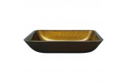 China Bathroom Rectangular Handmade Wash Basins Copper Gold Top Mount Vessel Sink supplier