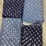 Hollow Stretch Embroidered Sequin Jean Denim Fabric Polyester Cotton for sale
