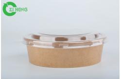China Disposable Kraft Paper Bowl 32oz Round Salad Container With Clear Plastic Lid supplier