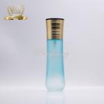 Painting Blue Empty 100ml Frosted Glass Bottle With Screw Cap Pump For Lotion for sale