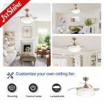 Home Office Function Air Conditioning LED Lighting Gold Ceiling Fan with Hidden Blades