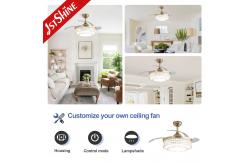 China Home Office Function Air Conditioning LED Lighting Gold Ceiling Fan with Hidden Blades supplier
