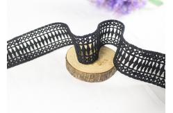 China Black Polyester Water Soluble Lace Ribbon Border With Symmetric Geometric Figure supplier