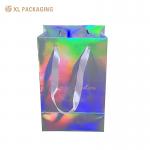 Custom Logo Printing Small Size Holographic Advertising Glitter Hologram Silver Foil Gift Carrier Paper Bag for Jewelry for sale