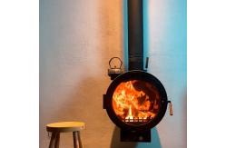 China Black 80cm 90cm Modern Suspended Wood Burner Rotating Fireplace supplier