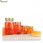 Carved Flower Honey Glass Jar And Spoon Transparent Honey Container