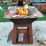 850mm Diameter Corten Steel Fireplace Grill Smoker Bbq Grill INTERTEK Certified for sale