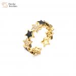 Gold Plated Zircon Diamond Star Rings Colorful Enamel Pentagram Adjustable Open for sale