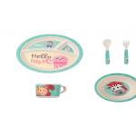Biodegradable Decal Melamine Bamboo Fiber Baby Tableware Set
