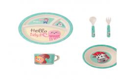 China Biodegradable Decal Melamine Bamboo Fiber Baby Tableware Set supplier