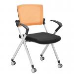 Armless Aluminum Stackable Mesh Fabric Folding Conference Chairs 100mm Gas Lift for sale