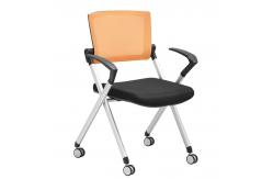 China Armless Aluminum Stackable Mesh Fabric Folding Conference Chairs 100mm Gas Lift supplier