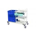 Linen Three Shelves Medical Bio Waste Trolley easy handle for sale