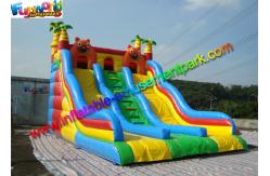 China Three Lane Inflatable Bouncers With Slide Hand Printing 8mLx5mWx6mH supplier