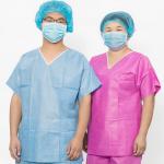 Blue Zipper Closure Medical Scrub Suits Cotton / Polyester Blend for sale