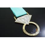 85mm Diamond Custom Race Medals Antique Gold Plating With Glitter Color for sale