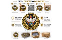 China Custom Eagle Embroidered Badges with Detailed Gold Stitching for Clothing supplier