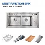 Topmount Apron Front Multifunction Sink 42' Double Bowl Knife Holder 105x48 for sale