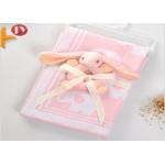 Infant Swaddle Warm Baby Blanket 100% Cotton Knitted Soft Baby Jacquard With Animal Plush Hand Bell for sale