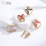 Colorful Enamel Butterfly Angel Wing Christmas Tree Rings Zircon Adjustable for sale