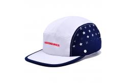 China Customized Eyelets 5 Panel Camp Hat Flat Brim Waterproof Nylon Camper Cap supplier