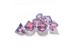 China Pink Liquid Flowing Sand Resin Polyhedral Dice Multi - Noodle Tablet Game Dice Set supplier