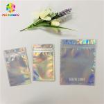 Custom Cosmetic Packaging Bag Plastic Hologram Mylar Zipper With Clear Window for sale