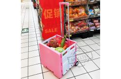 China Hand Carts Foldable Supermarket Trolley With Plastic PVC Wheel supplier