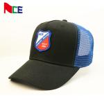 100% Polyester Mesh Hat / Distressed Blue 5 Panel Mesh Trucker Cap Baseball for sale