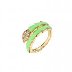 Enamel Gold Plated Snake Ring Open Women Zircon Adjustable Engagement Ring