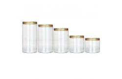 China Honey 750ml Clear Round Plastic Jar With Gold Screw Lid supplier