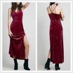 Ladies fahsion spaghetti strap sexy stretchy velvet evening/party dress for sale