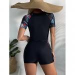 Black Elastic Function Sport One Piece Swimsuit Printing Colour