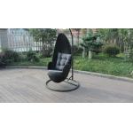 Stock Discount Rattan Furniture Black Rattan Hanging Swing Chair With Grey Cushion for sale