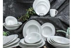 China Swirl Emboss 16pc Dinner Set Irregular For Wedding Party supplier