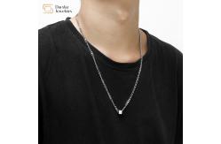 China Hip Hop Titanium Steel Clavicle Cuban Chain Necklace Square Block Pendant Chokers supplier